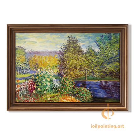 "Claude Monet Inspired 'Pathway Through Vibrant Gardens' - Premium Hand-Painted Oil Reproduction on Canvas"