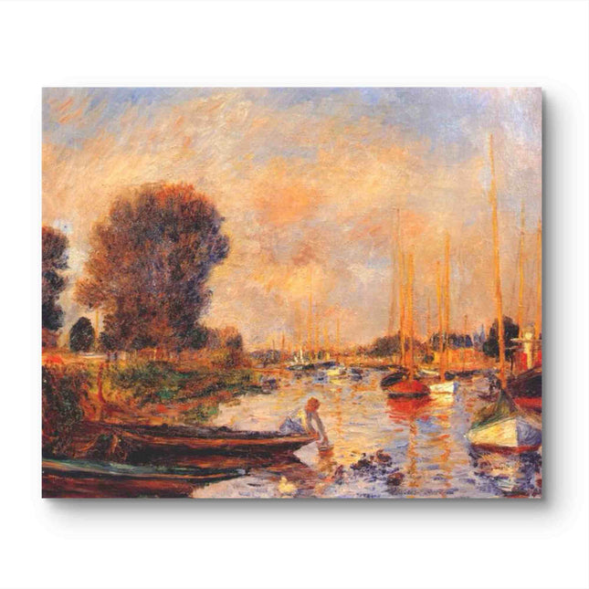 "Alfred Sisley's 'Evening by the Riverside' - Hand-Painted Impressionist Oil Painting Reproduction"