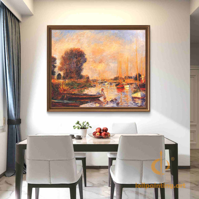 "Alfred Sisley's 'Evening by the Riverside' - Hand-Painted Impressionist Oil Painting Reproduction"