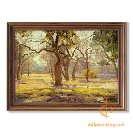 "Julian Onderdonk's 'Tranquil Forest Path' Oil Painting Reproduction - Serene Woodland Landscape with Majestic Trees"