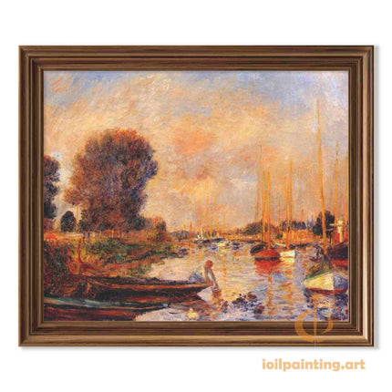 "Alfred Sisley's 'Evening by the Riverside' - Hand-Painted Impressionist Oil Painting Reproduction"