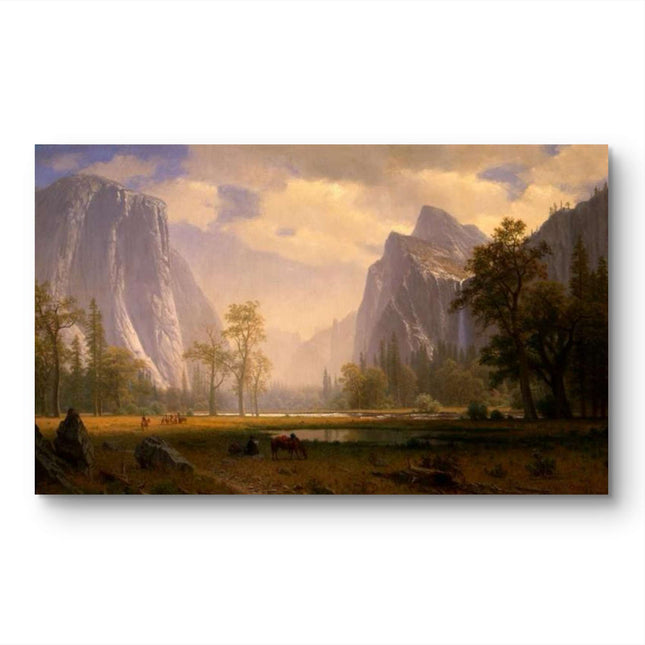 "Albert Bierstadt's 'Autumn Mountain Majesty' - Hand-Painted Landscape Oil Painting Reproduction"