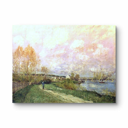 "Claude Monet's 'Evening Stroll by the River' - Hand-Painted Impressionist Oil Painting Reproduction"