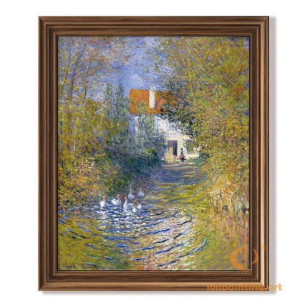 "Claude Monet's 'Country Lane with Geese' - Premium Hand-Painted Oil Reproduction on Canvas"