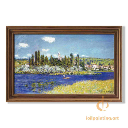 "Alfred Sisley's 'Serene River Landscape with Boat' - Premium Hand-Painted Oil Reproduction on Canvas"