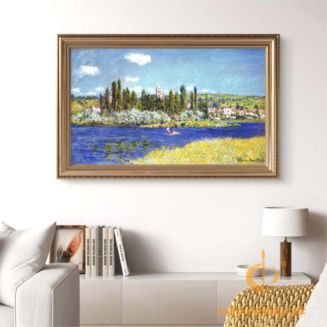 "Alfred Sisley's 'Serene River Landscape with Boat' - Premium Hand-Painted Oil Reproduction on Canvas"