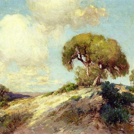 "Julian Onderdonk's 'Serene Hillside Oak' Oil Painting Reproduction - Tranquil Countryside Landscape"