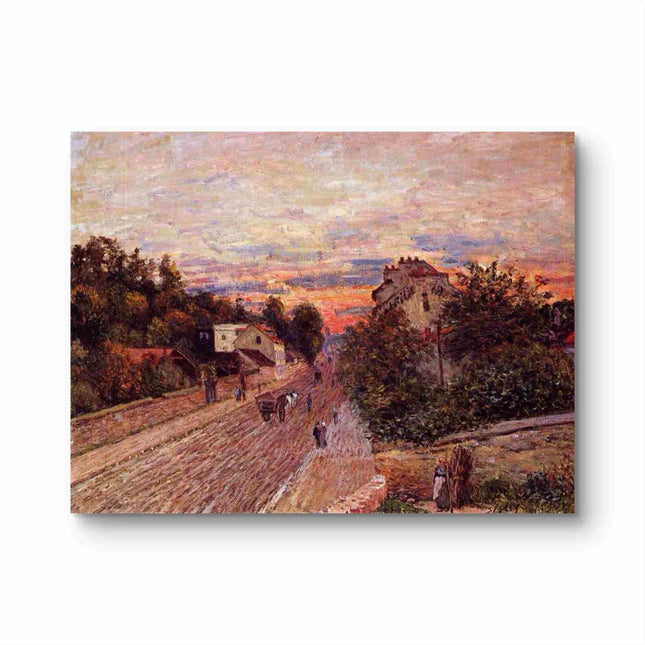 "Camille Pissarro's 'Rural Sunset Stroll' - Hand-Painted Impressionist Oil Painting Reproduction"