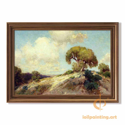 "Julian Onderdonk's 'Serene Hillside Oak' Oil Painting Reproduction - Tranquil Countryside Landscape"