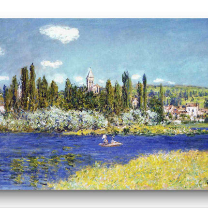 "Alfred Sisley's 'Serene River Landscape with Boat' - Premium Hand-Painted Oil Reproduction on Canvas"