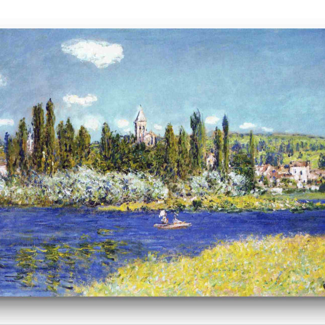 "Alfred Sisley's 'Serene River Landscape with Boat' - Premium Hand-Painted Oil Reproduction on Canvas"