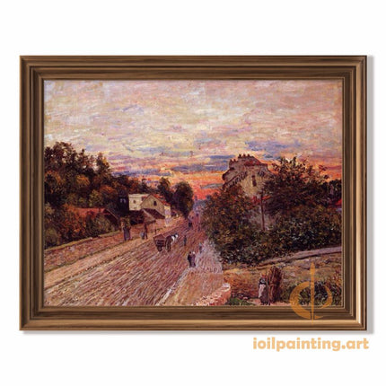 "Camille Pissarro's 'Rural Sunset Stroll' - Hand-Painted Impressionist Oil Painting Reproduction"