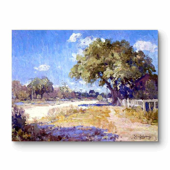 "Julian Onderdonk's 'Country Lane in Summer' Oil Painting Reproduction - Serene Landscape with Majestic Tree"