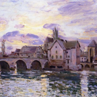"Claude Monet's 'Twilight at the Stone Bridge' - Hand-Painted Impressionist Oil Painting Reproduction"