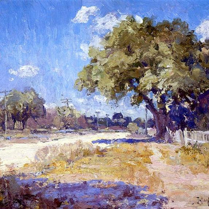 "Julian Onderdonk's 'Country Lane in Summer' Oil Painting Reproduction - Serene Landscape with Majestic Tree"