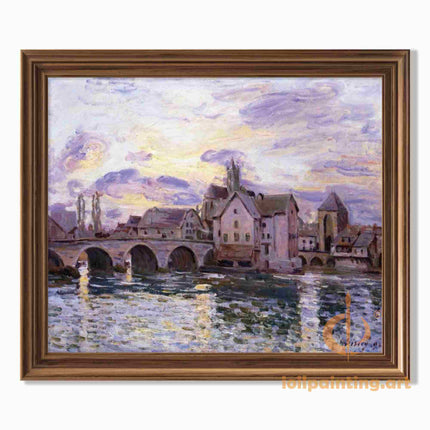 "Claude Monet's 'Twilight at the Stone Bridge' - Hand-Painted Impressionist Oil Painting Reproduction"