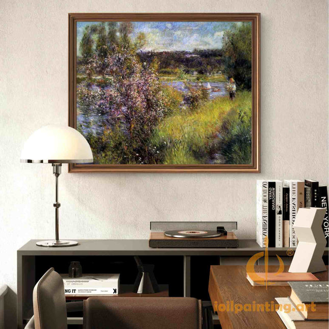 "Claude Monet's 'Lakeside Blossoms' - Hand-Painted Impressionist Oil Painting Reproduction"