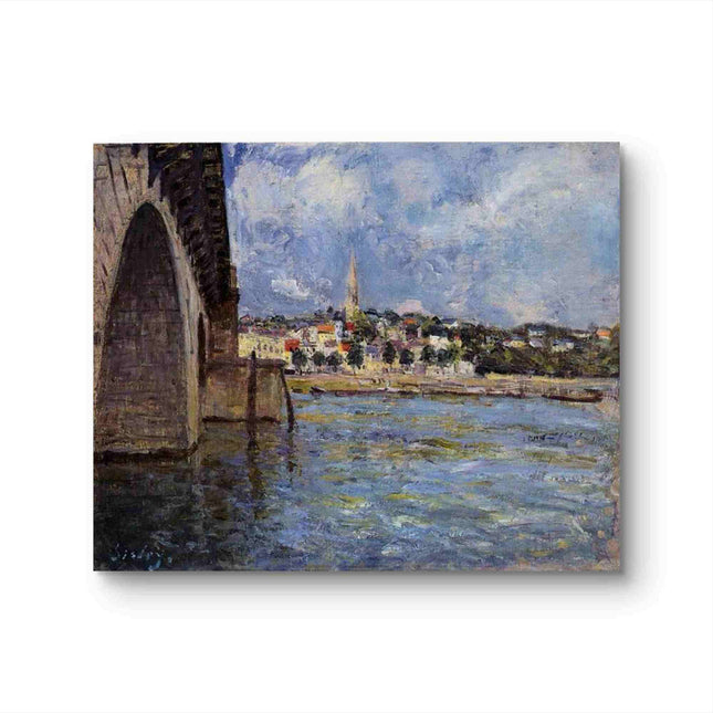 "Claude Monet's 'Waterfront Village at Dusk' - Hand-Painted Impressionist Oil Painting Reproduction"