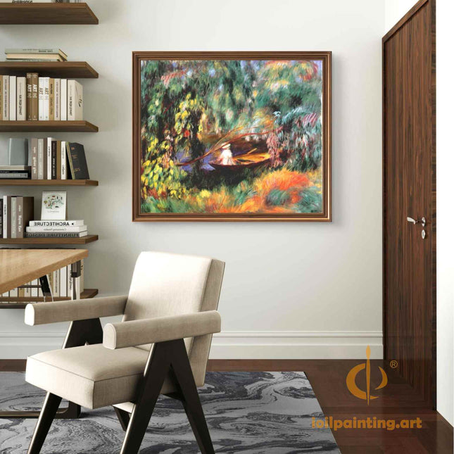 "Claude Monet's 'Autumn Boating' - Hand-Painted Impressionist Oil Painting Reproduction"