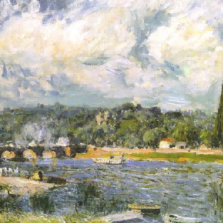 "Alfred Sisley's 'Bridge at Mantes' - Hand-Painted Impressionist Oil Painting Reproduction"