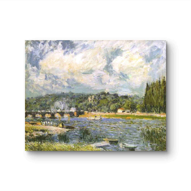 "Alfred Sisley's 'Bridge at Mantes' - Hand-Painted Impressionist Oil Painting Reproduction"