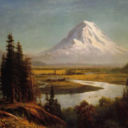 "Albert Bierstadt's 'Alpine Majesty' - Hand-Painted Landscape Oil Painting Reproduction"
