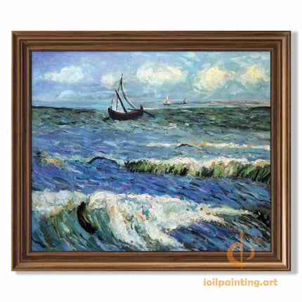 "Claude Monet's 'Seascape with Sailboats' - Premium Hand-Painted Oil Reproduction on Canvas"