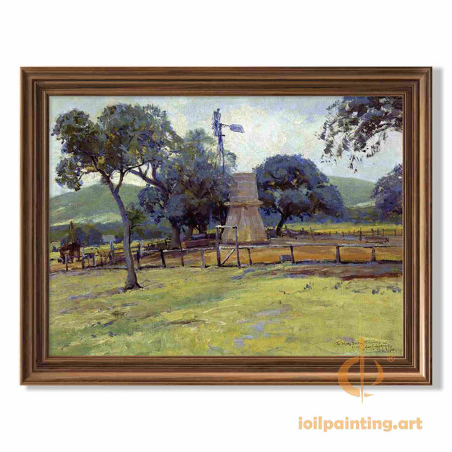 "Julian Onderdonk's 'Dutch Countryside Windmill' Oil Painting Reproduction - Classic Pastoral Landscape"