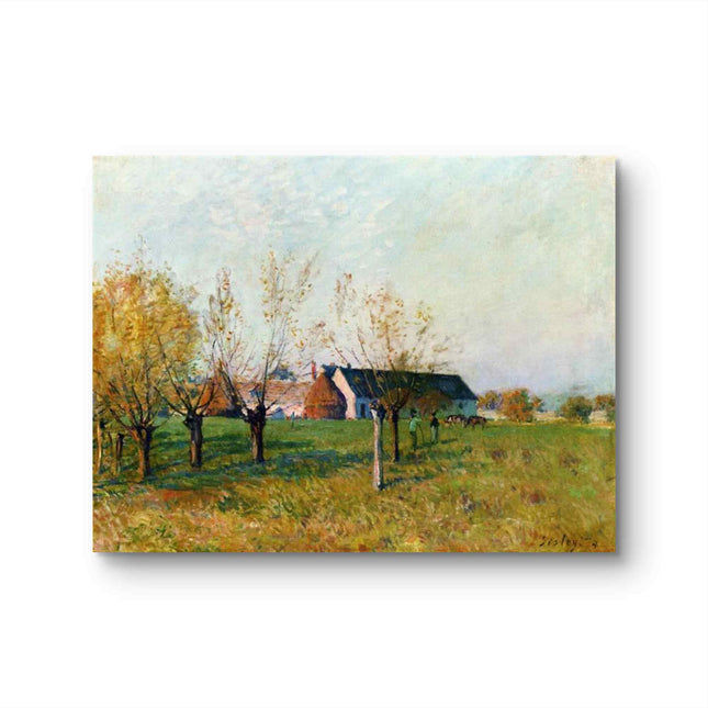 "Camille Pissarro's 'Rustic Countryside Harmony' - Hand-Painted Impressionist Oil Painting Reproduction"