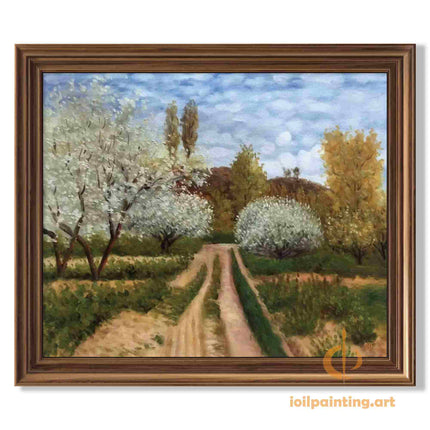 "Claude Monet Inspired 'Country Path in Bloom' - Premium Hand-Painted Oil Reproduction on Canvas"