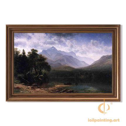 "Albert Bierstadt's 'Mountain Majesty' - Hand-Painted Landscape Oil Painting Reproduction"