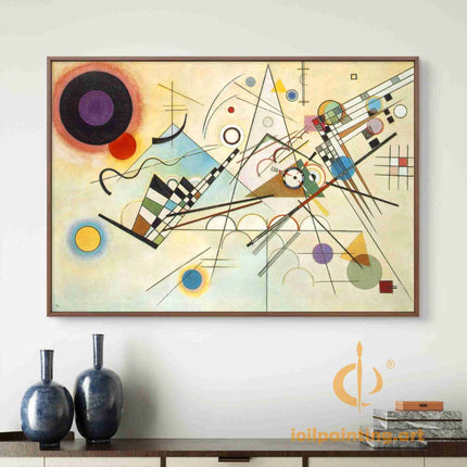 "Kandinsky Inspired Geometric Abstraction - Premium Hand-Painted Oil Reproduction on Canvas"