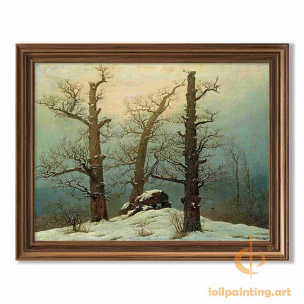 "Jacob van Ruisdael's 'Winter Oaks in Snow' - Hand-Painted Dutch Landscape Oil Painting Reproduction"