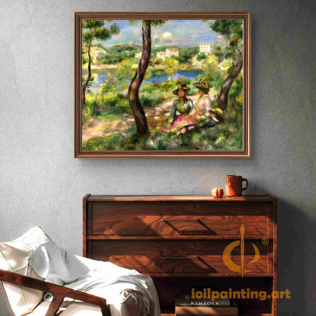 "Pierre-Auguste Renoir's 'Ladies by the Lake' - Premium Hand-Painted Oil Painting Reproduction"