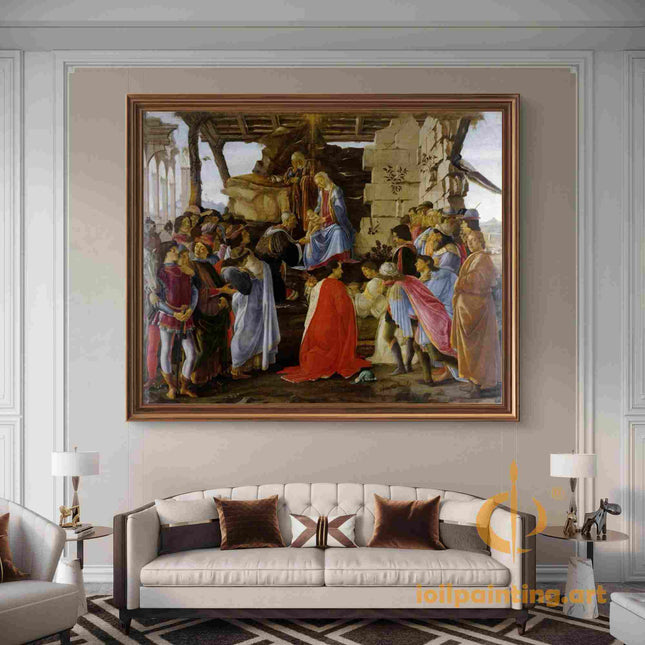 "Sandro Botticelli's 'Adoration of the Magi' - Hand-Painted Renaissance Oil Painting Reproduction"