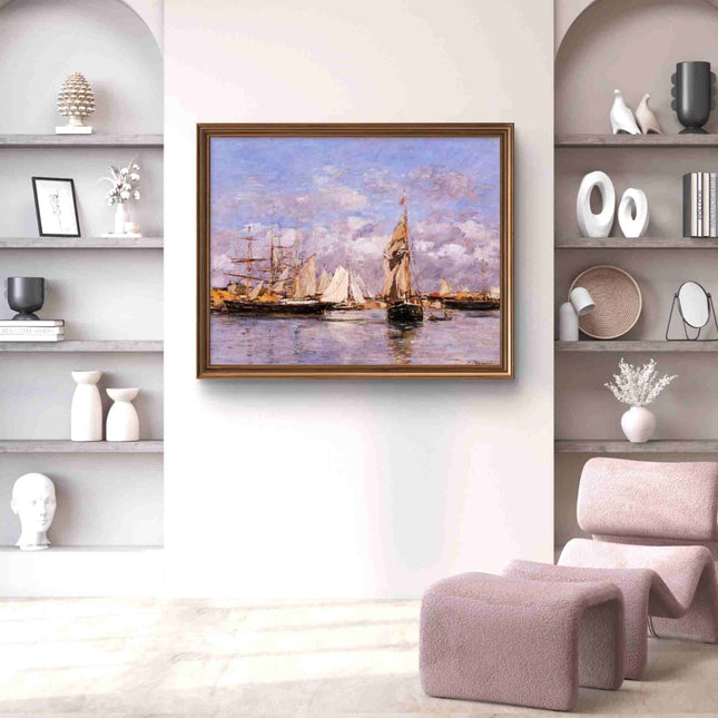 "Eugène Boudin's 'Serene Sailboats at Dusk' - Hand-Painted Oil Painting Reproduction"