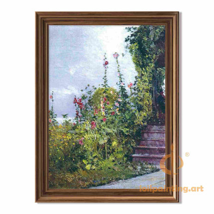 "Pierre-Auguste Renoir's 'Blooming Garden Path' - Hand-Painted Impressionist Oil Painting Reproduction"