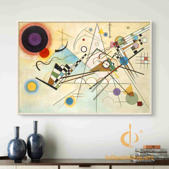 "Kandinsky Inspired Geometric Abstraction - Premium Hand-Painted Oil Reproduction on Canvas"