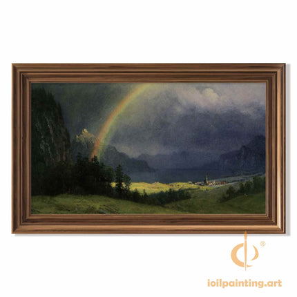 "John Constable's 'Rainbow Over the Countryside' - Hand-Painted Landscape Oil Painting Reproduction"