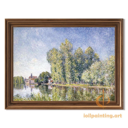 "Alfred Sisley's 'Riverside Tranquility' - Hand-Painted Impressionist Oil Painting Reproduction"