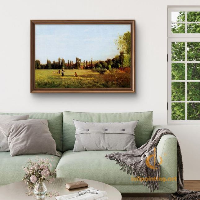 "Camille Pissarro's 'Countryside Harmony' - Hand-Painted Impressionist Oil Painting Reproduction"