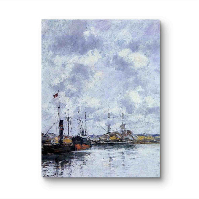 "Eugène Boudin's 'Tranquil Harbor at Dusk' - Hand-Painted Oil Painting Reproduction"