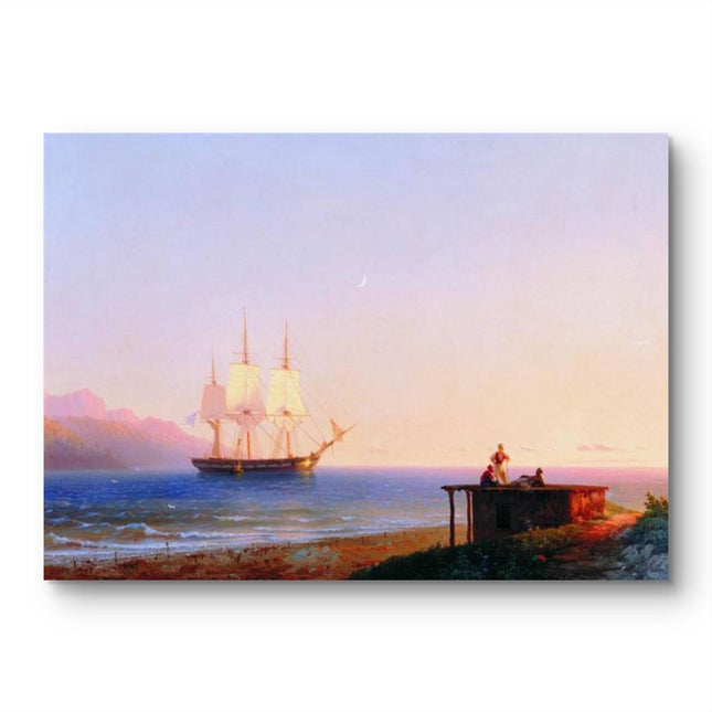 "Ivan Aivazovsky's 'Tranquil Voyage at Sunset' - Hand-Painted Oil Painting Reproduction"