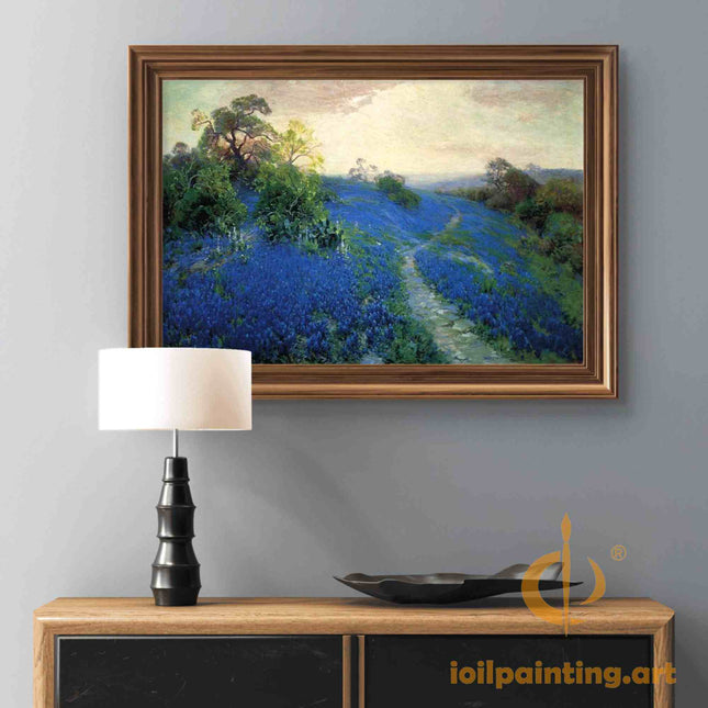 "Julian Onderdonk's 'Texas Bluebonnet Trail' - Premium Hand-Painted Oil Reproduction on Canvas"