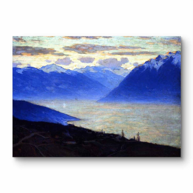 "Serene Mountain Lake - Premium Hand-Painted Landscape Oil Reproduction on Canvas"
