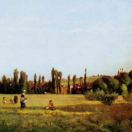 "Camille Pissarro's 'Countryside Harmony' - Hand-Painted Impressionist Oil Painting Reproduction"