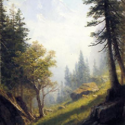 "Albert Bierstadt's 'Enchanted Forest' - Hand-Painted Landscape Oil Painting Reproduction"