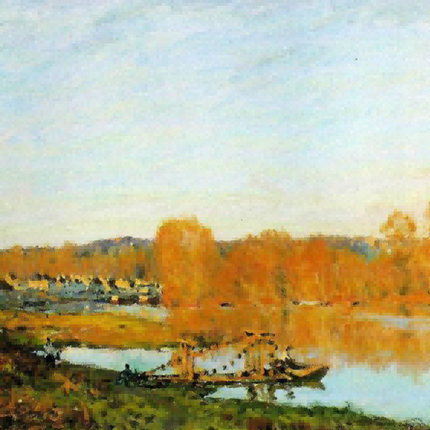 "Claude Monet's 'Autumn River Serenity' - Hand-Painted Impressionist Oil Painting Reproduction"