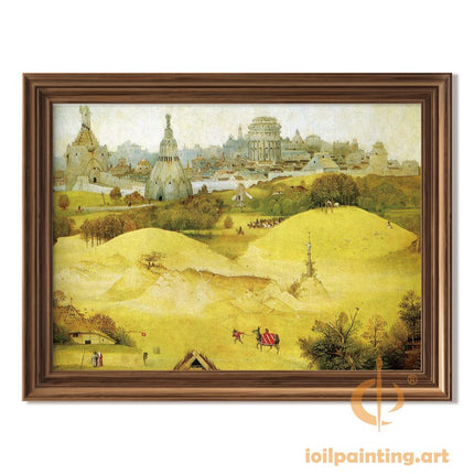 "Hieronymus Bosch's 'Enchanted Landscape with Fantastical City' - Hand-Painted Oil Painting Reproduction"