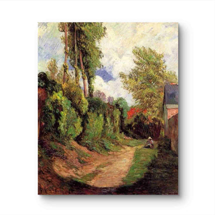 "Paul Gauguin's 'Tropical Village Path with Red Roofs' - Hand-Painted Oil Painting Reproduction"